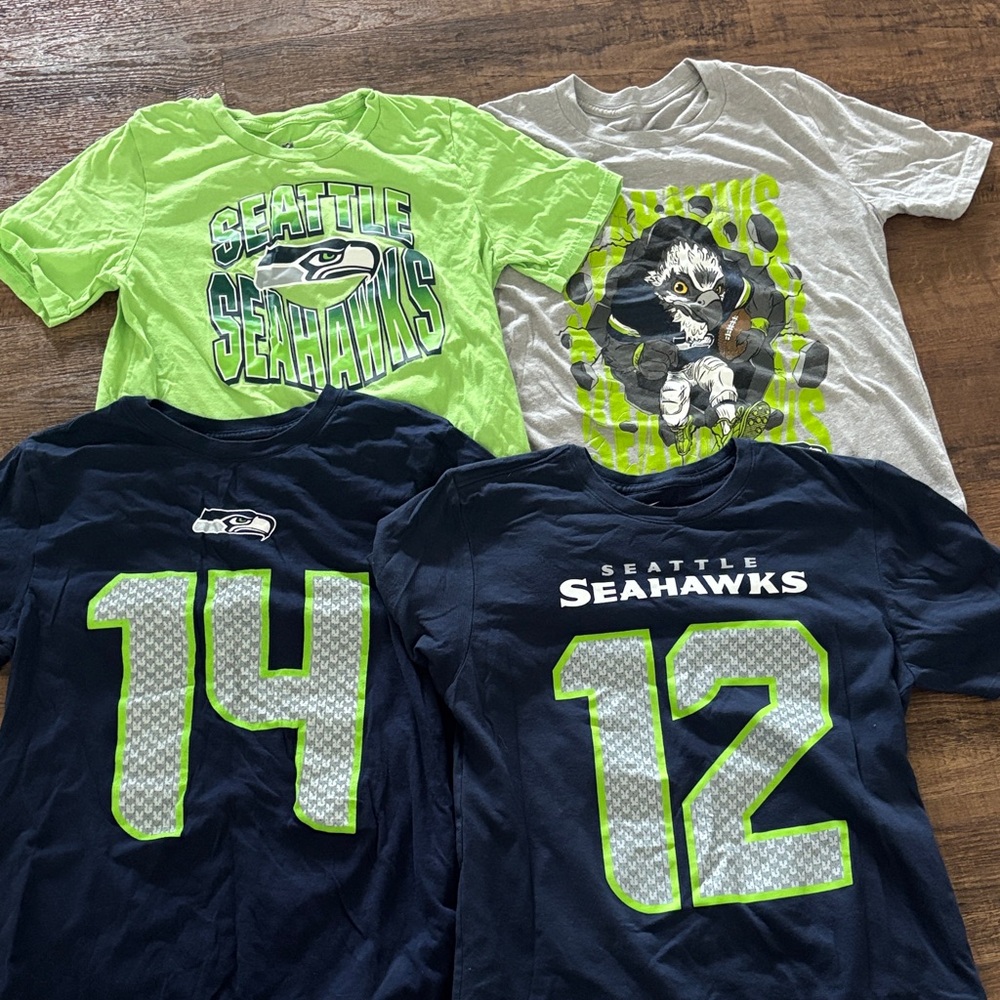 NFL Kids Seattle Seahawks Football T-Shirt Set - Lime Green, Gray, Navy